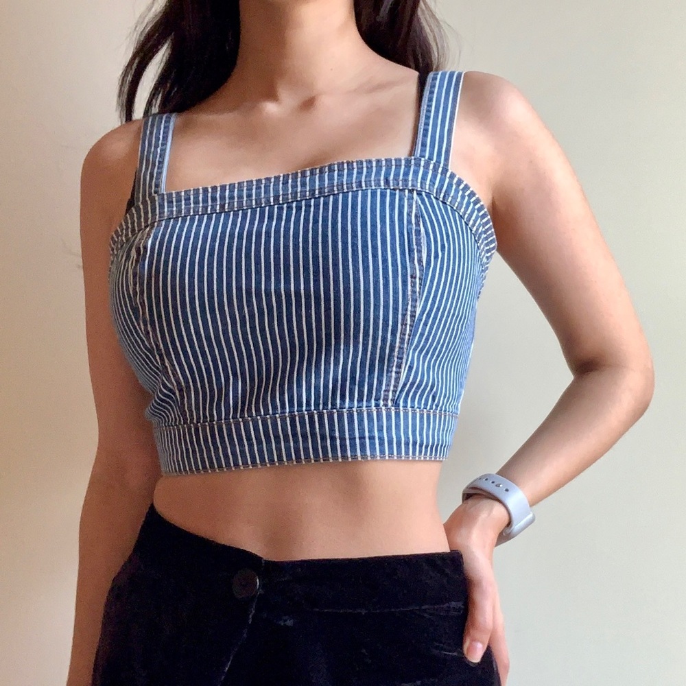 Forever 21 Striped Denim Tank Top